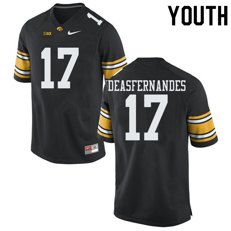 Youth #17 Brenden Deasfernandes Iowa Hawkeyes College Football Jerseys Sale-Black